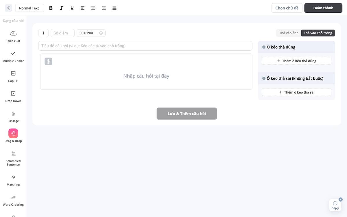 8 — Builder: chế độ "Thả vào chỗ trống".